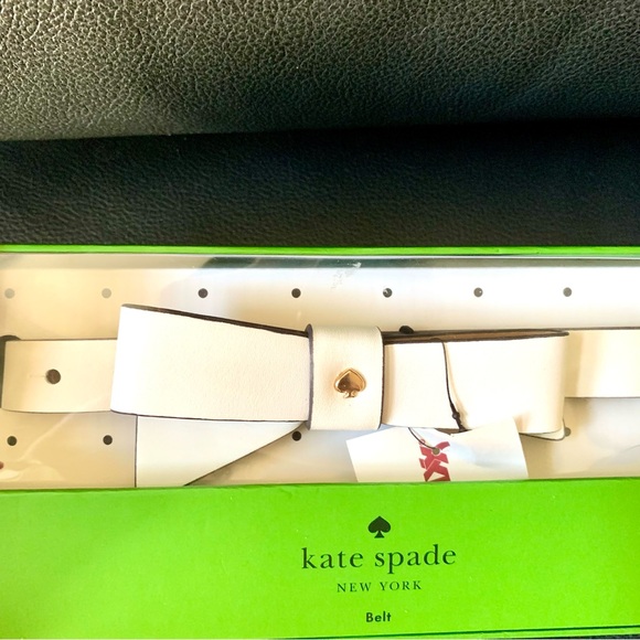 kate spade Accessories - KATE SPADE Adjustible Bow Leather Belt Size S/M White 3/4" Width